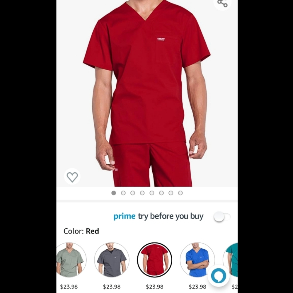 Red men's scrub top